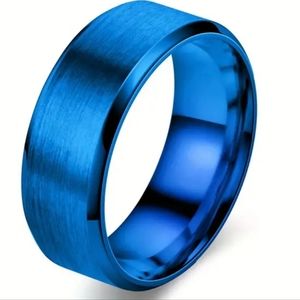 New Stainless Steel 8mm Blue band band ring most sizes available